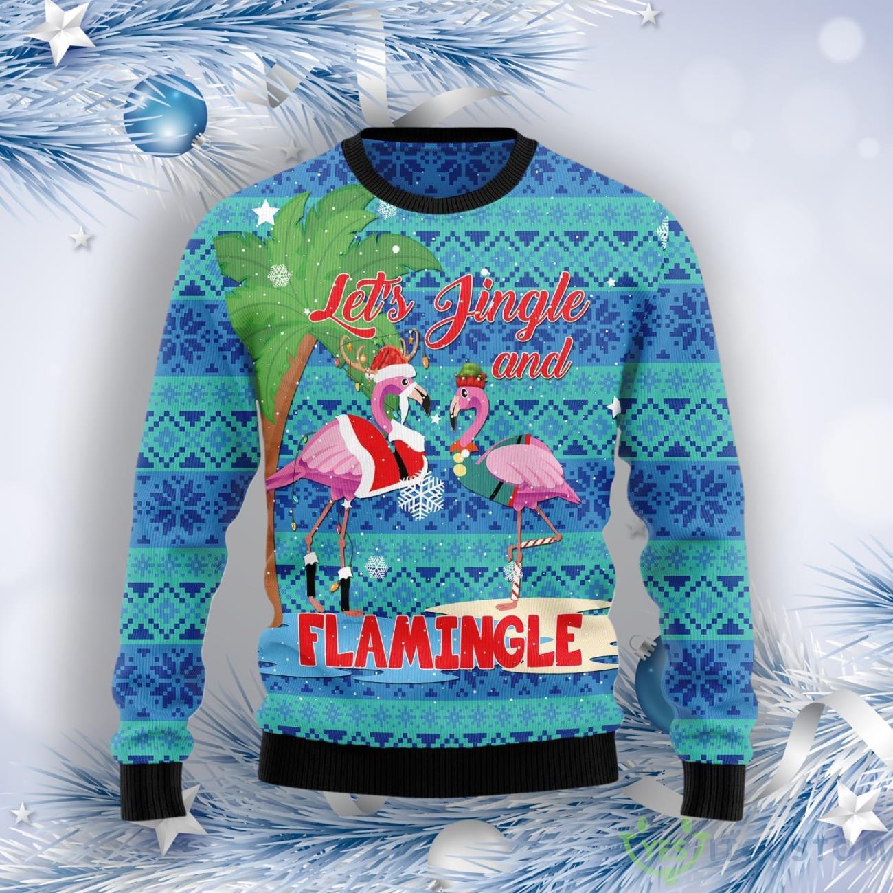Flamingo Let‘S Jingle Ugly Christmas Sweater 7 Flamingo Let‘S Jingle Ugly Christmas Sweater Product Photo 1