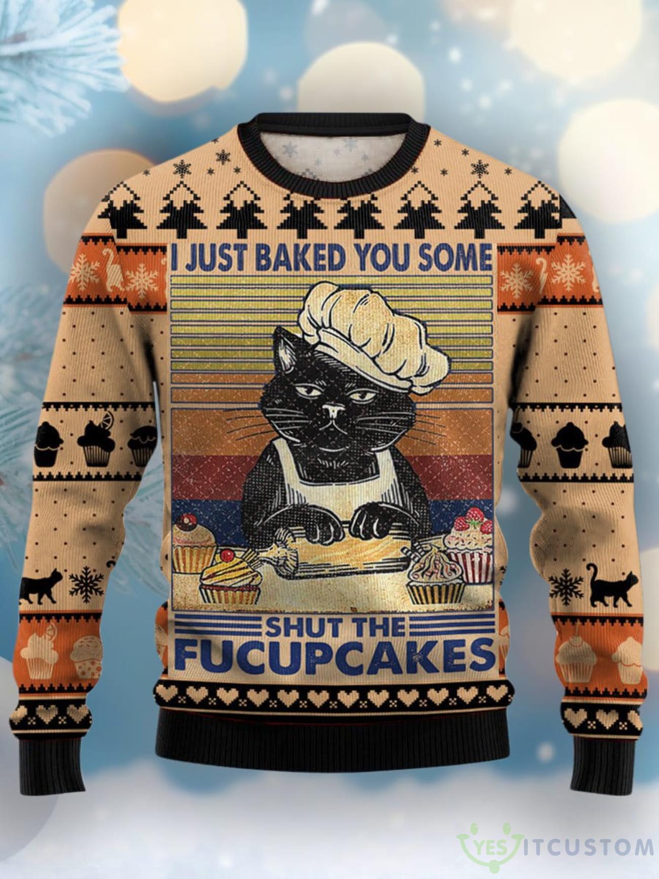 Fucupcakes Black Cat Chef Christmas Ugly Sweater Special Gift For Xmas 5 Fucupcakes Black Cat Chef Christmas Ugly Sweater Special Gift For Xmas Product Photo 1