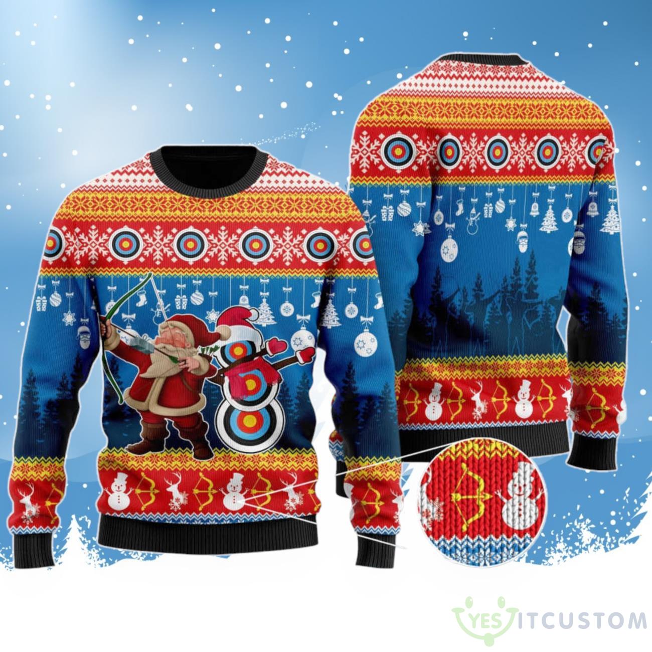 Funny Christmas Santa Claus Archery Ugly Sweater, Best Gift For Christmas 2023 3 Funny Christmas Santa Claus Archery Ugly Sweater, Best Gift For Christmas 2023 Product Photo 1