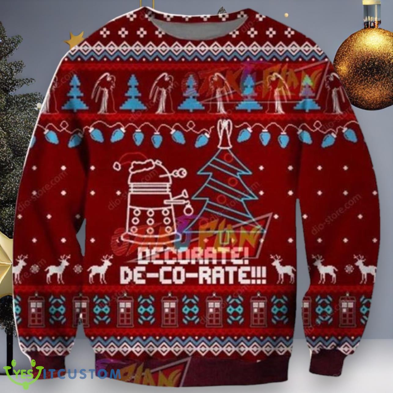 Funny Daleks Knitting Pattern Christmas Ugly Sweater 3 Funny Daleks Knitting Pattern Christmas Ugly Sweater Product Photo 1