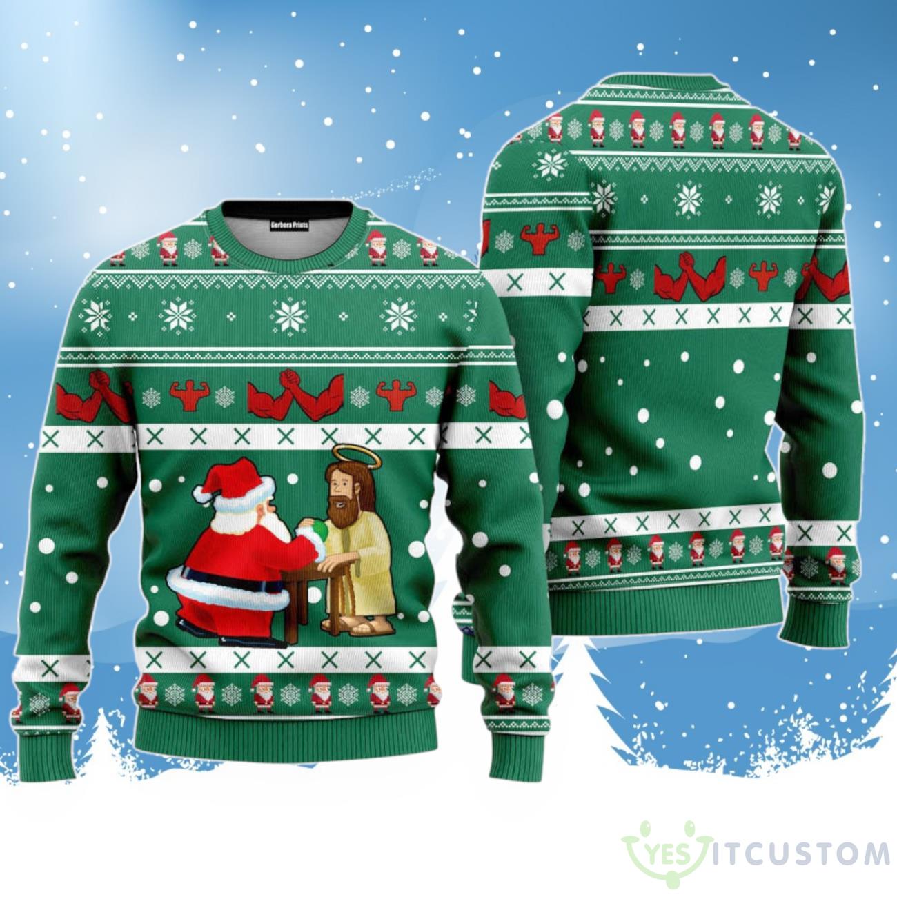 Funny Jesus & Santa Ugly Christmas Sweater, For Men And Women 3 Funny Jesus & Santa Ugly Christmas Sweater, For Men And Women Product Photo 1