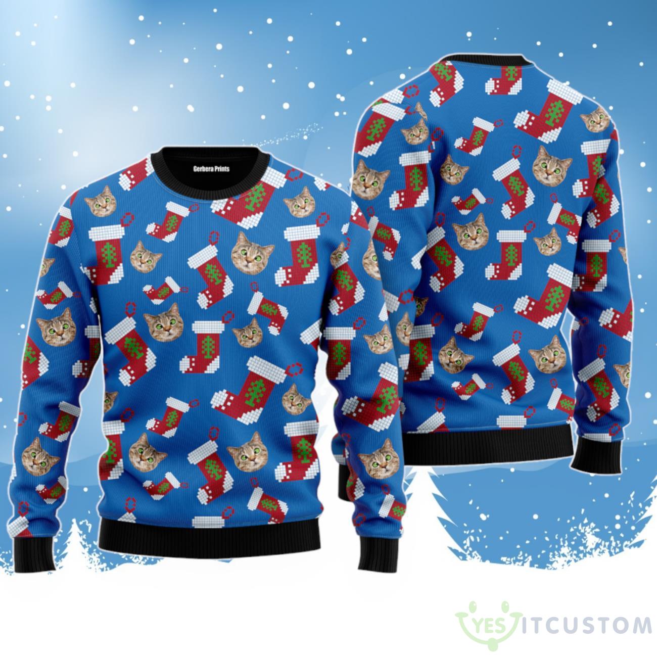 Funny Scotland Straight Cat With Santa Socks Pattern Ugly Christmas Sweater 3 Funny Scotland Straight Cat With Santa Socks Pattern Ugly Christmas Sweater Product Photo 1