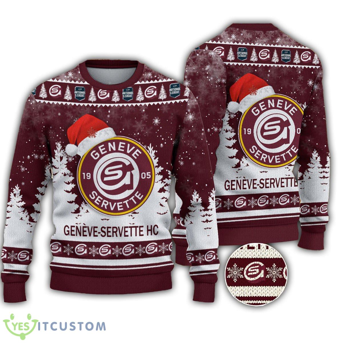 Geneve-Servette HC Logo Santa Hat Forest Snow Ugly Christmas Sweater Gift 3 Geneve-Servette HC Logo Santa Hat Forest Snow Ugly Christmas Sweater Gift - Geneve-Servette HC Logo Santa Hat Forest Snow Ugly Christmas Sweater Gift