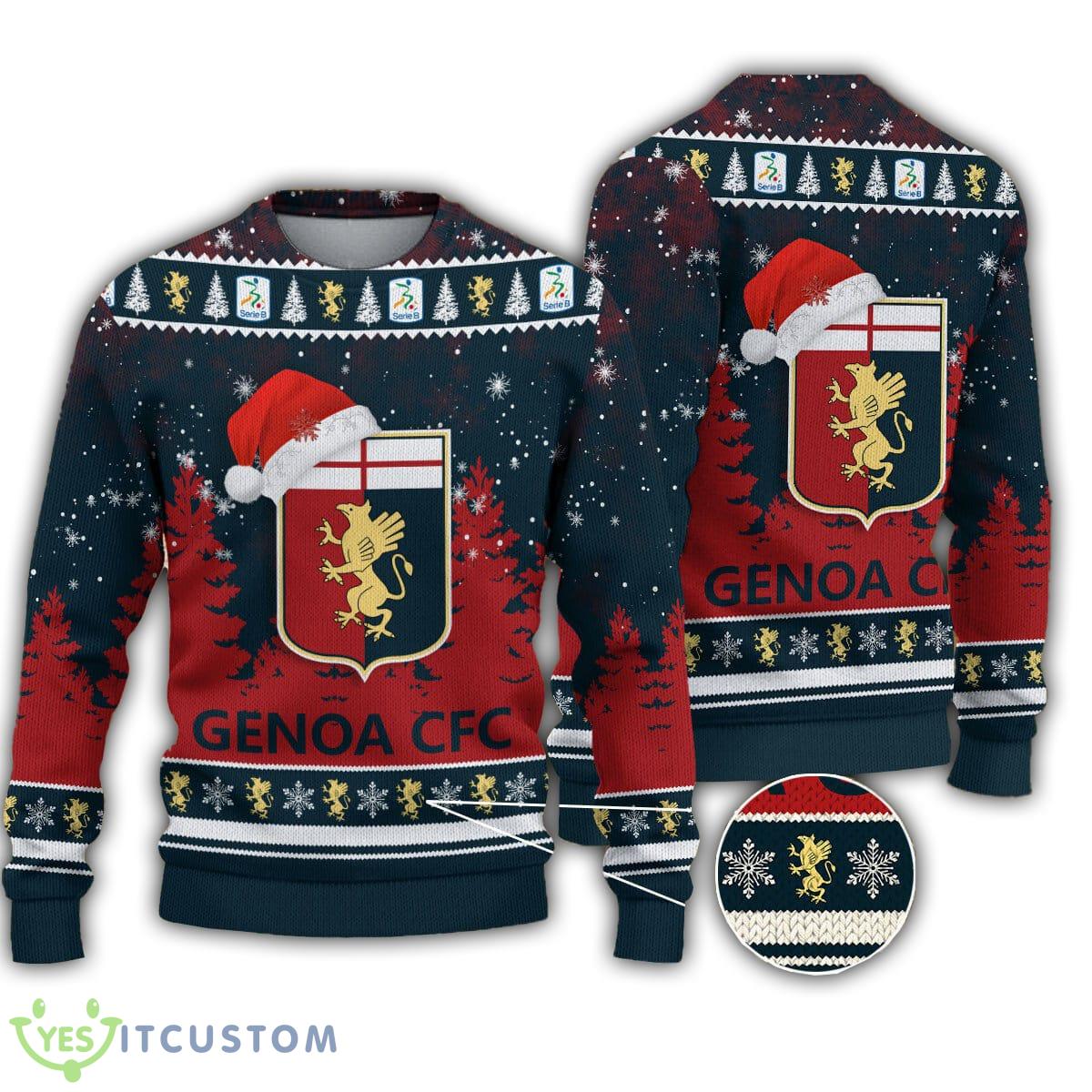 Genoa CFC Logo Santa Hat Forest Snow Ugly Christmas Sweater Gift 3 Genoa CFC Logo Santa Hat Forest Snow Ugly Christmas Sweater Gift - Genoa CFC Logo Santa Hat Forest Snow Ugly Christmas Sweater Gift