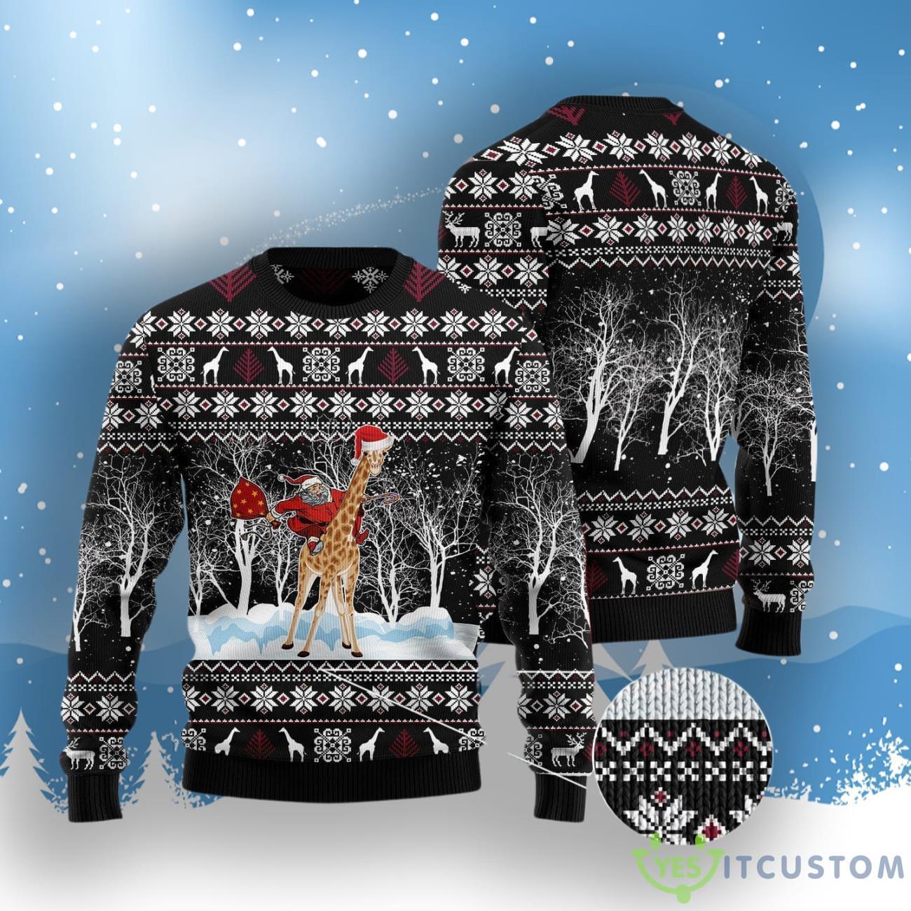 Giraffe And Santa Ugly Christmas Sweater 8 Giraffe And Santa Ugly Christmas Sweater Product Photo 2