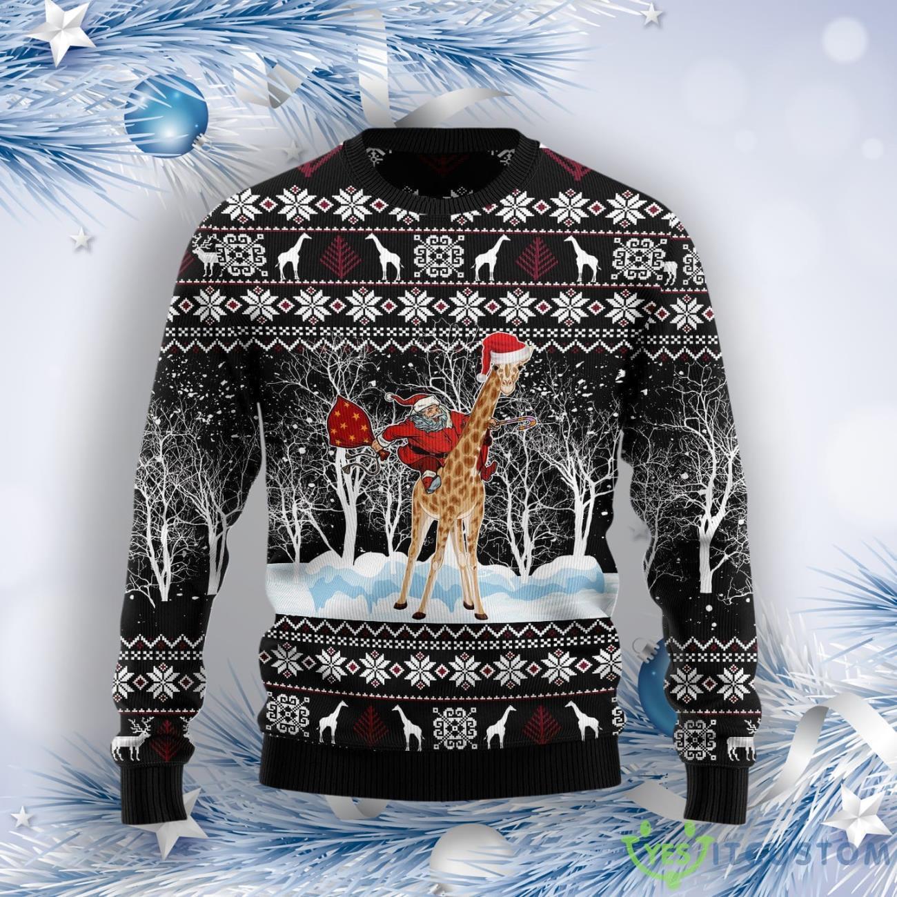Giraffe And Santa Ugly Christmas Sweater 7 Giraffe And Santa Ugly Christmas Sweater Product Photo 1