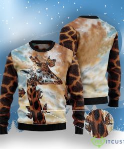 Giraffe Butterfly Ugly Christmas Sweater 5 Giraffe Butterfly Ugly Christmas Sweater Product Photo 3