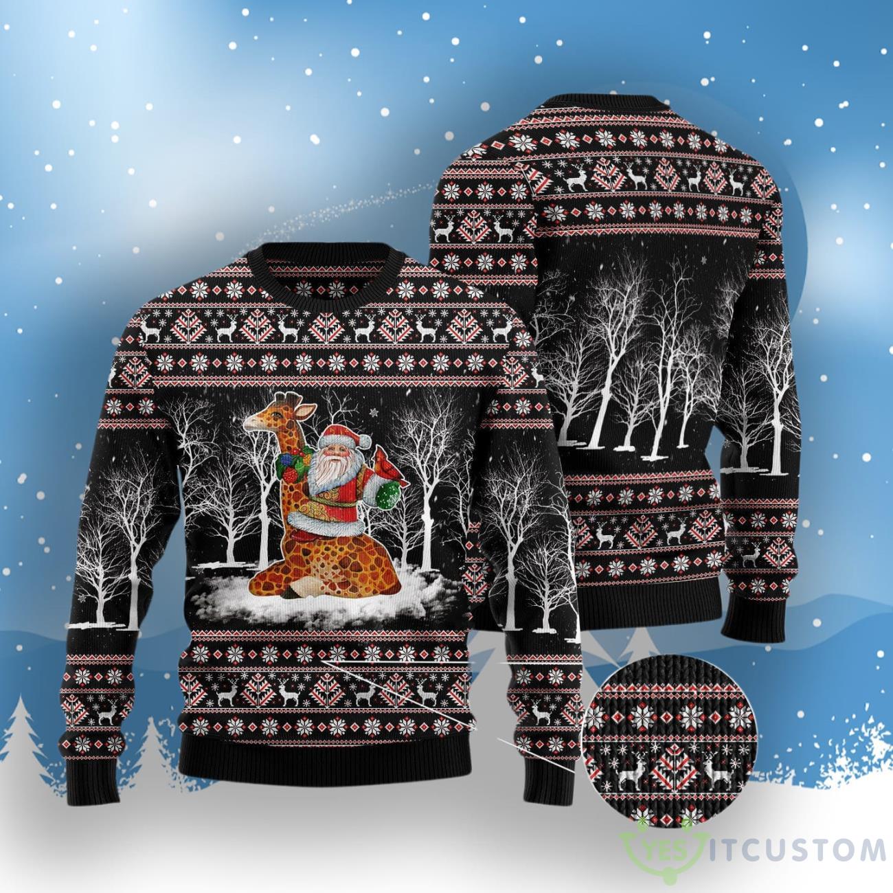 Giraffe Santa Claus Ugly Christmas Sweater 3 Giraffe Santa Claus Ugly Christmas Sweater Product Photo 3