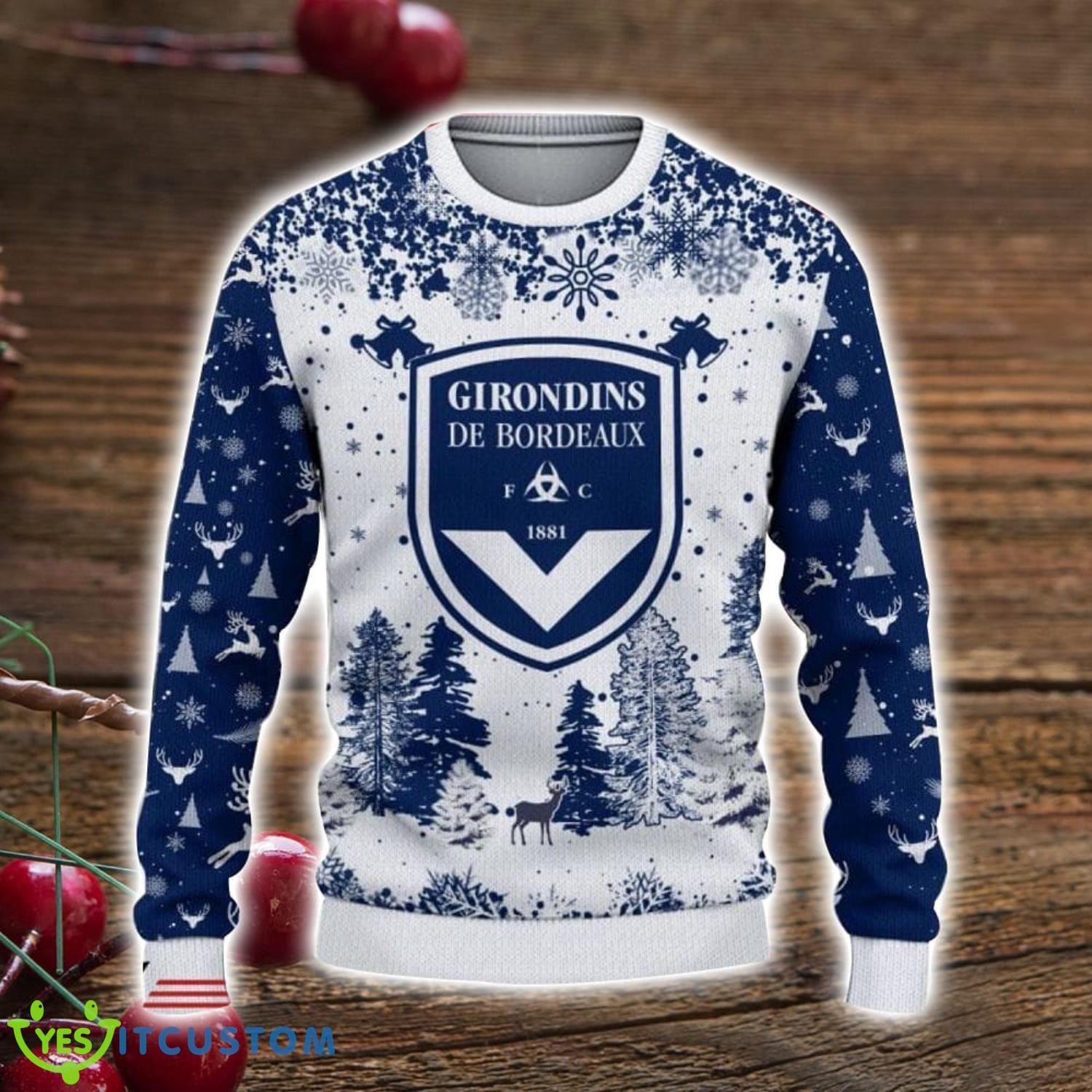 Girondins de Bordeaux 3D Sweater Pine Trees Pattern Ugly Christmas Sweater For Big Fans 8 Girondins de Bordeaux 3D Sweater Pine Trees Pattern Ugly Christmas Sweater For Big Fans Product Photo 2