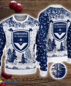 Girondins de Bordeaux 3D Sweater Pine Trees Pattern Ugly Christmas Sweater For Big Fans Product Photo 1