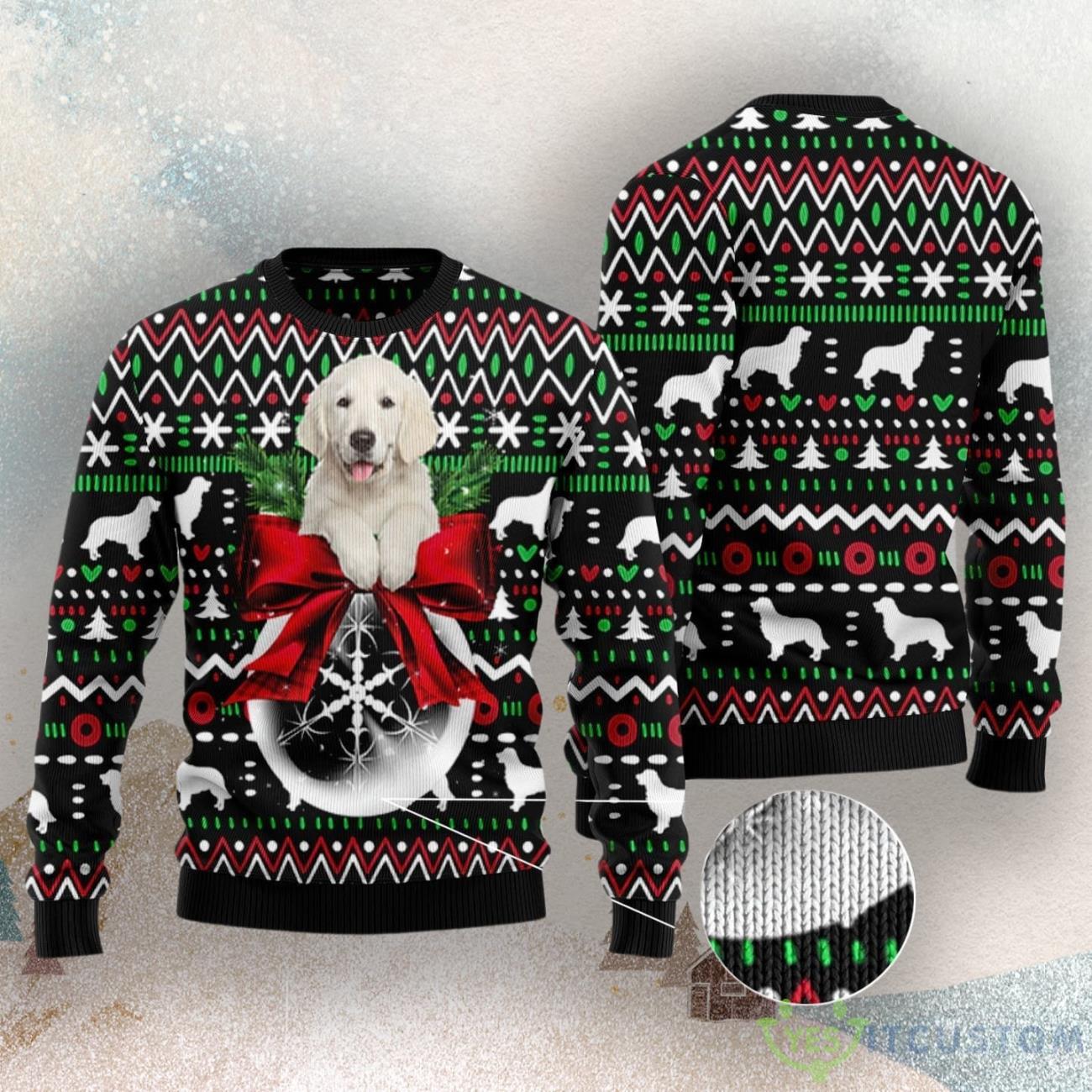 Golden Retriever Xmas Ball Ugly Christmas Sweater YesItCustom