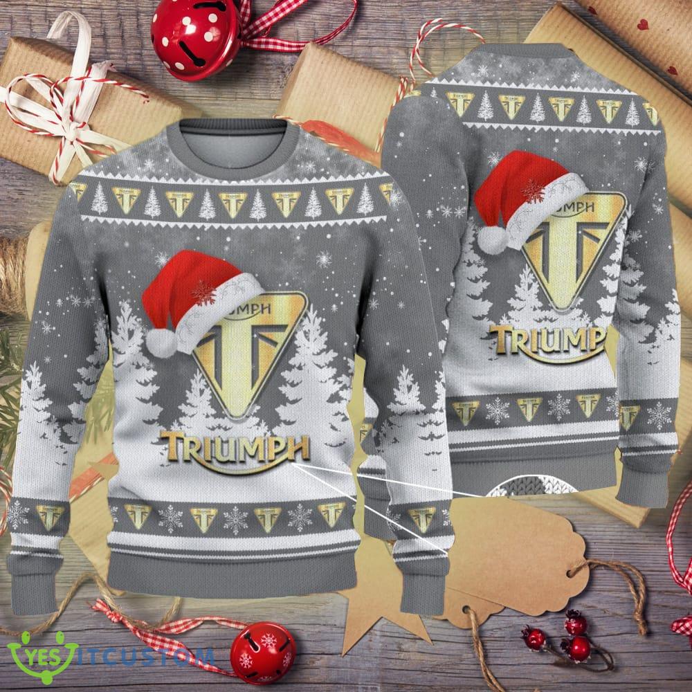 Golden Triumph Motorcycles Logo Santa Hat Car Truck And Motorcycle Ugly Christmas Sweater 3 Golden Triumph Motorcycles Logo Santa Hat Car Truck And Motorcycle Ugly Christmas Sweater - Golden Triumph Motorcycles Logo Santa Hat Car Truck And Motorcycle Ugly Christmas Sweater