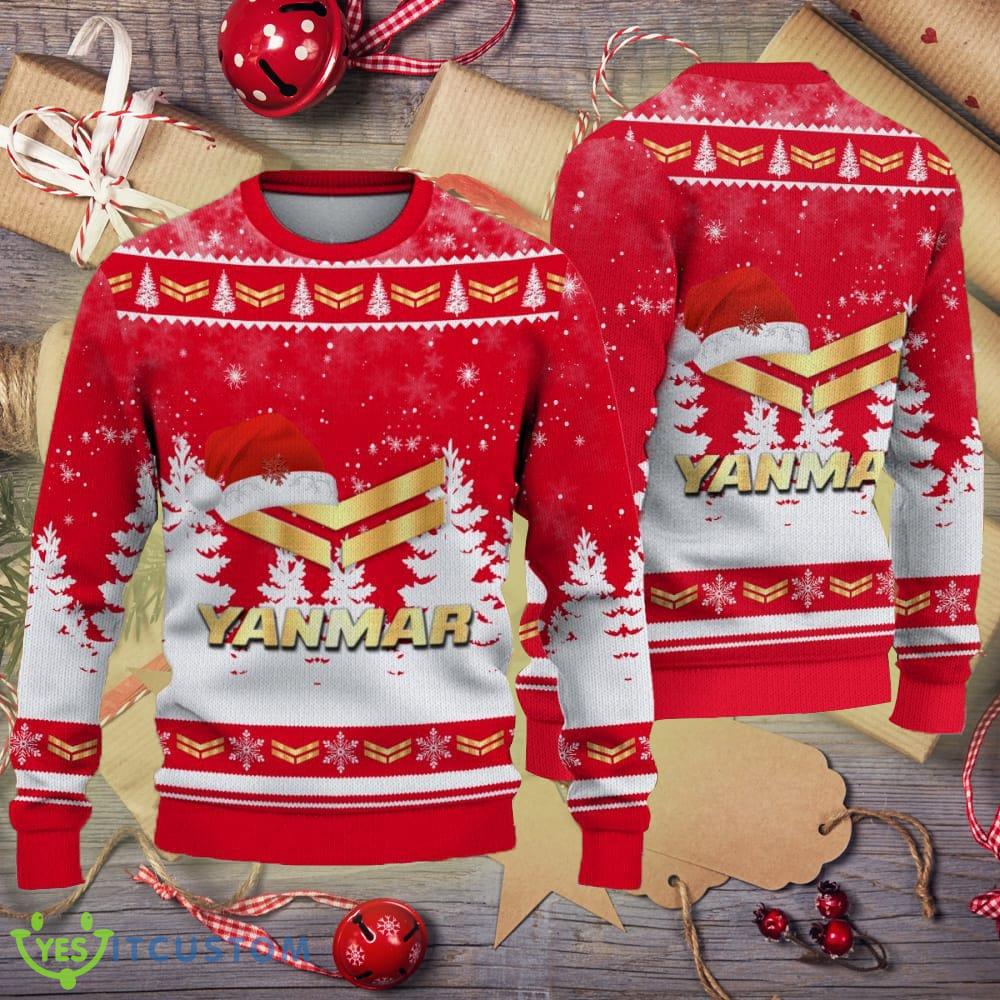 Golden Yanmar Logo Santa Hat Car Truck And Motorcycle Knitted Christmas 3D Sweater 3 Golden Yanmar Logo Santa Hat Car Truck And Motorcycle Knitted Christmas 3D Sweater - Golden Yanmar Logo Santa Hat Car Truck And Motorcycle Knitted Christmas 3D Sweater
