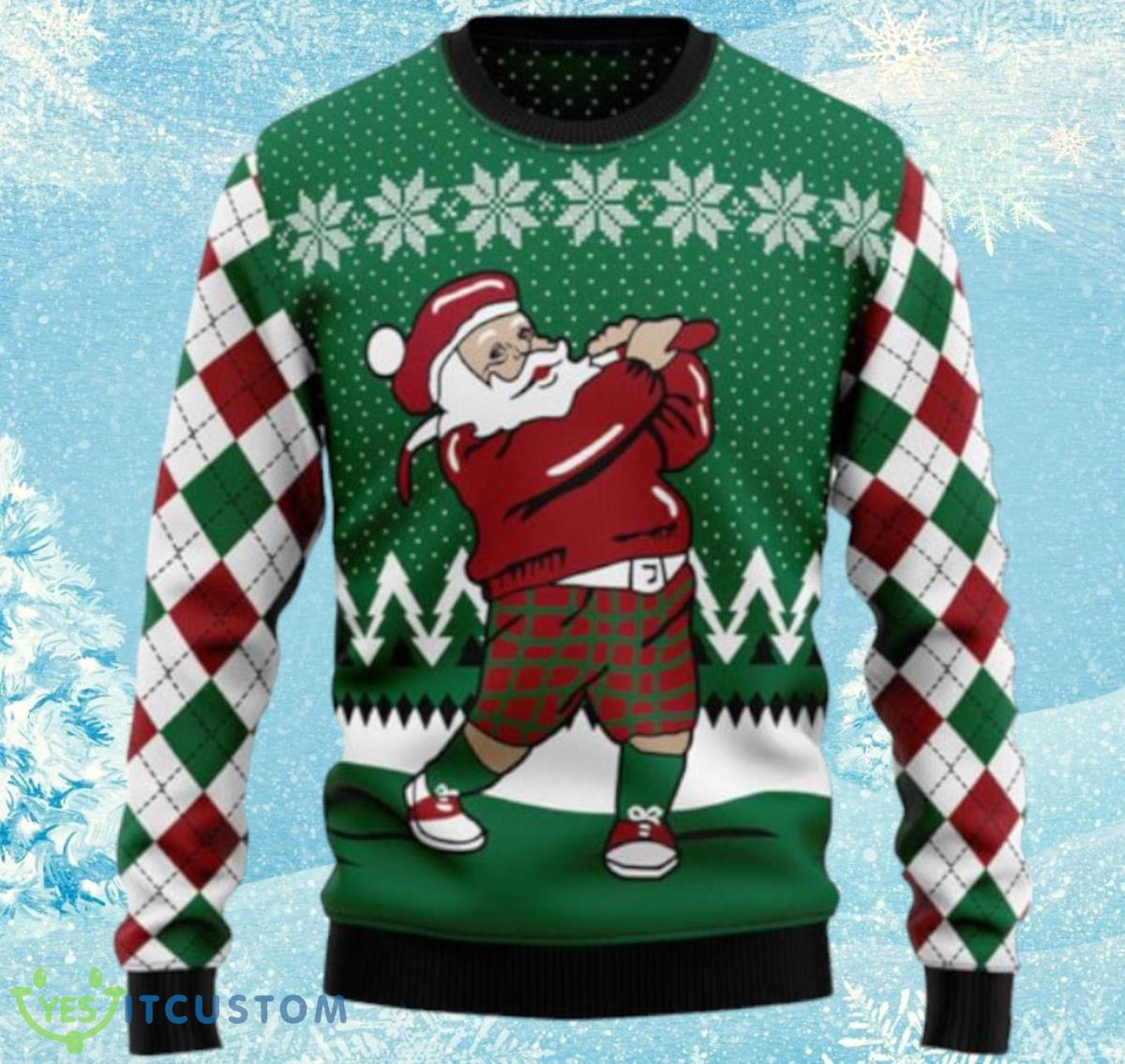 Golfer Santa Ugly Christmas Sweaters Unique Gift 3 Golfer Santa Ugly Christmas Sweaters Unique Gift Product Photo 1