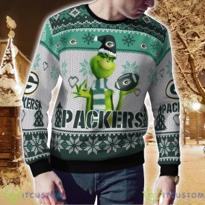 Green Bay Packers Grinch Snowflake Pattern Ugly Sweater Christmas 3 Green Bay Packers Grinch Snowflake Pattern Ugly Sweater Christmas Product Photo 2