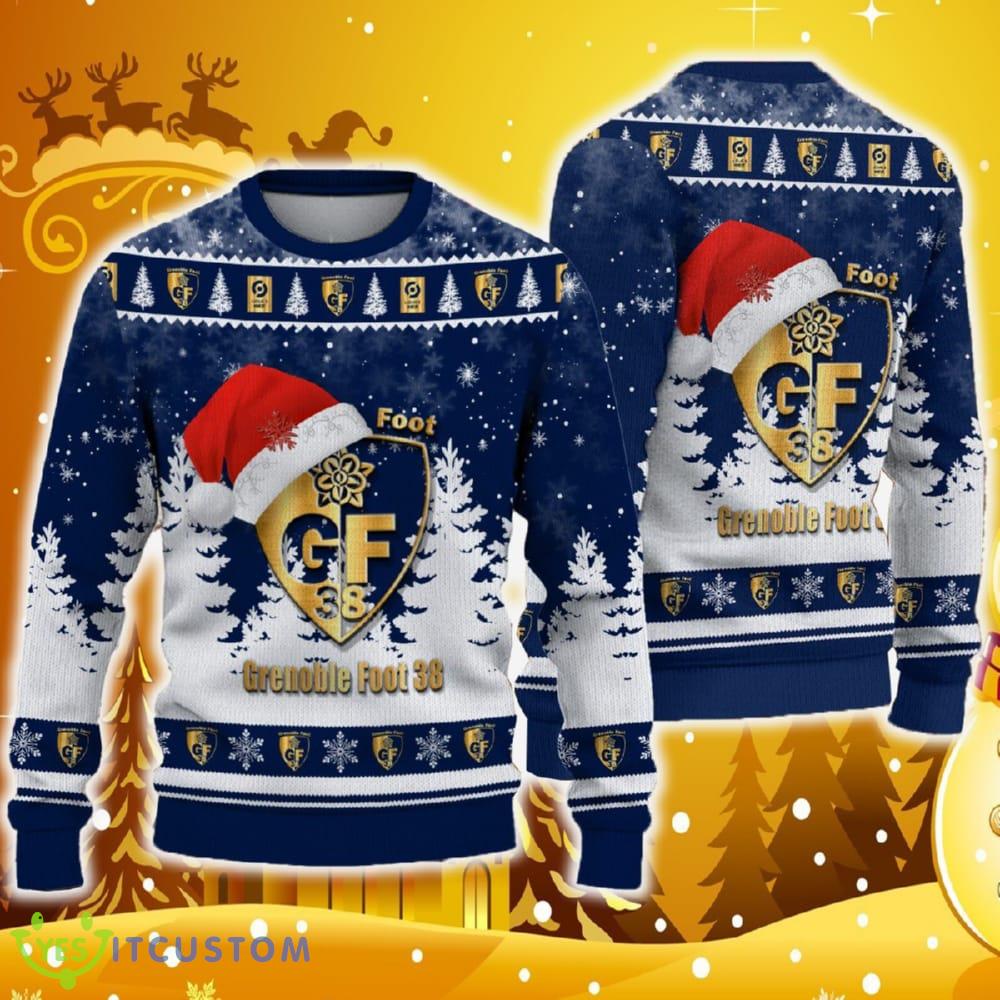 Grenoble Foot 38 Ugly Christmas Sweater Logo Santa Hat 3D Ugly Christmas Sweater Gift For Fans 3 Grenoble Foot 38 Ugly Christmas Sweater Logo Santa Hat 3D Ugly Christmas Sweater Gift For Fans - Grenoble Foot 38 Ugly Christmas Sweater Logo Santa Hat 3D Ugly Christmas Sweater Gift For Fans