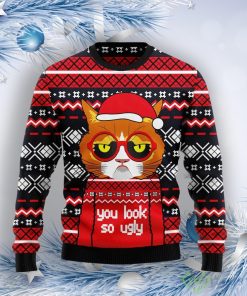 Grumpy Cat You Look So Ugly Christmas Sweater Product Photo 1