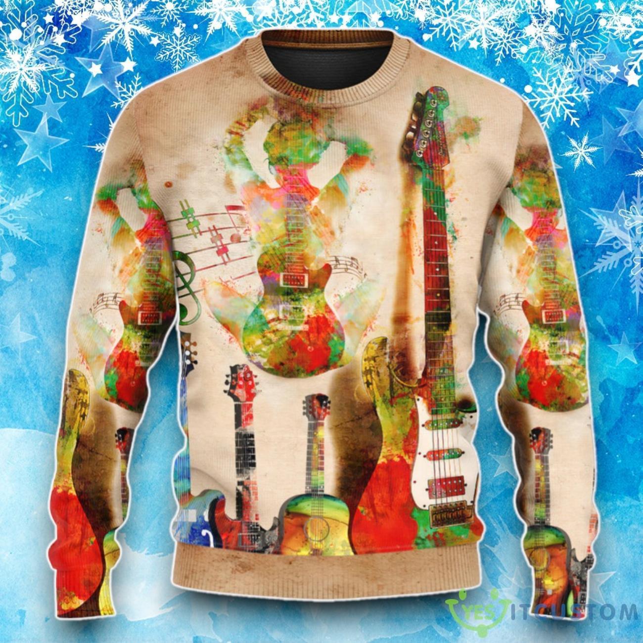Guitar Abstract Guitar Colorful Ugly Christmas Sweater 6 Guitar Abstract Guitar Colorful Ugly Christmas Sweater Product Photo 2
