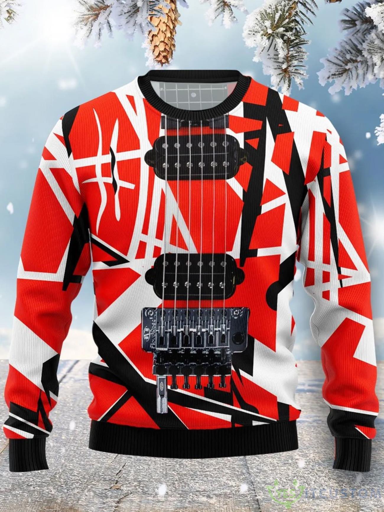 Guitar Funny Print Crew Neck Christmas Ugly Sweater 3 Guitar Funny Print Crew Neck Christmas Ugly Sweater Product Photo 1