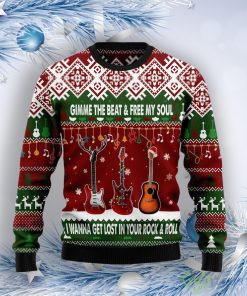 Guitar Gimme The Beat Ugly Christmas Sweater Product Photo 1
