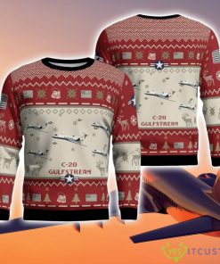 Gulfstream C-20 C20 Aircraft AOP Red Ugly Christmas Sweater Christmas Gift Veteran 3D Sweater Product Photo 1