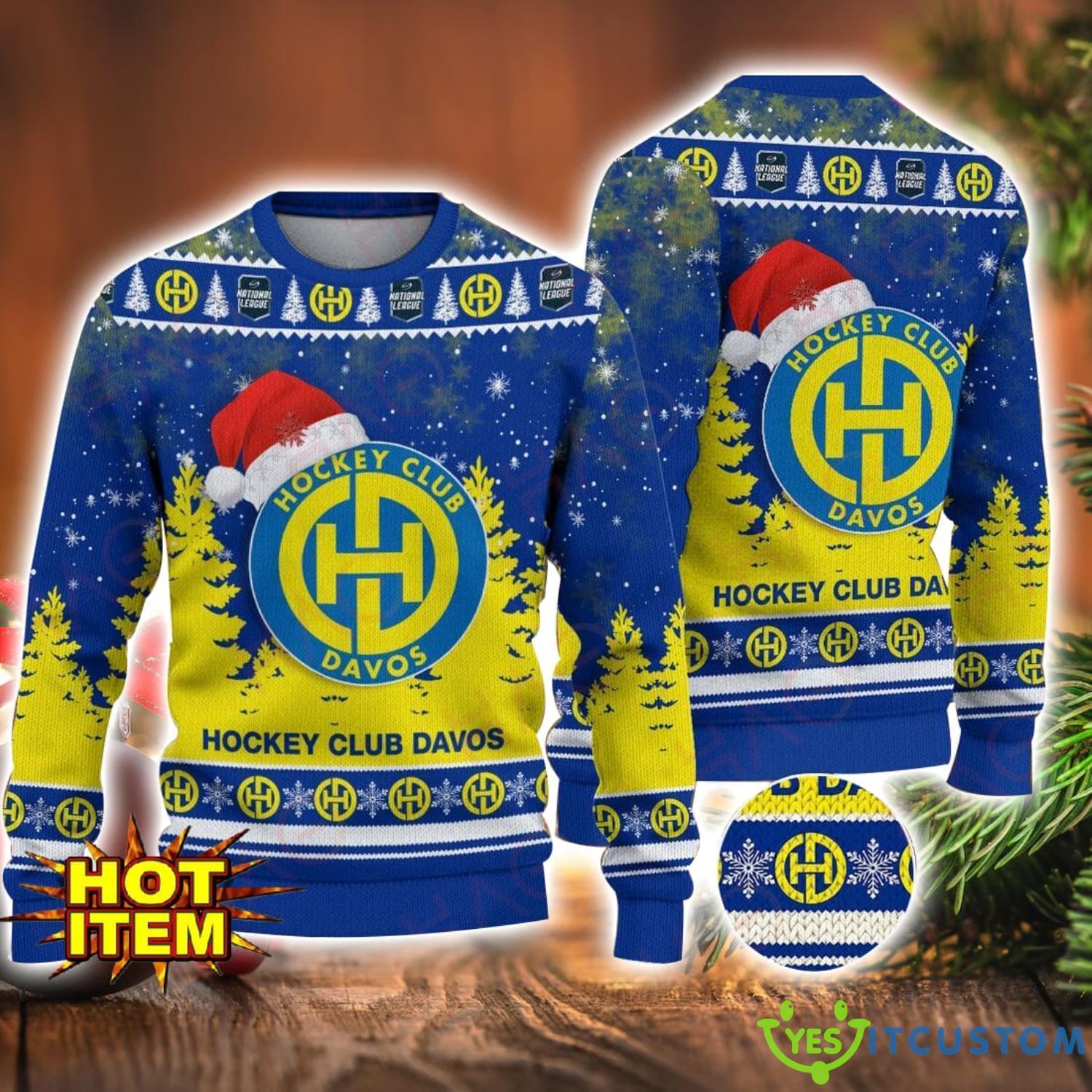 HC Davos Blue Mix Gold Christmas All Over Printed 3D Sweater Christmas Gift For Men And Women 3 HC Davos Blue Mix Gold Christmas All Over Printed 3D Sweater Christmas Gift For Men And Women Product Photo 1