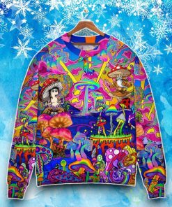 Hippie Magic Trippy Mushroom Awesome Ugly Christmas Sweater Product Photo 2