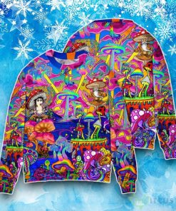Hippie Magic Trippy Mushroom Awesome Ugly Christmas Sweater Product Photo 1