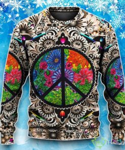 Hippie Peace Sign Galaxy Ugly Christmas Sweater 3 Hippie Peace Sign Galaxy Ugly Christmas Sweater Product Photo 2