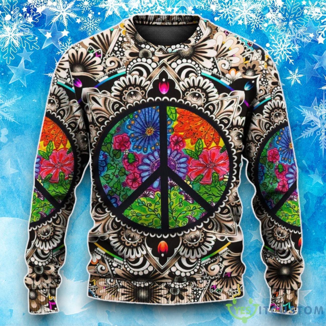 Hippie Peace Sign Galaxy Ugly Christmas Sweater 6 Hippie Peace Sign Galaxy Ugly Christmas Sweater Product Photo 2