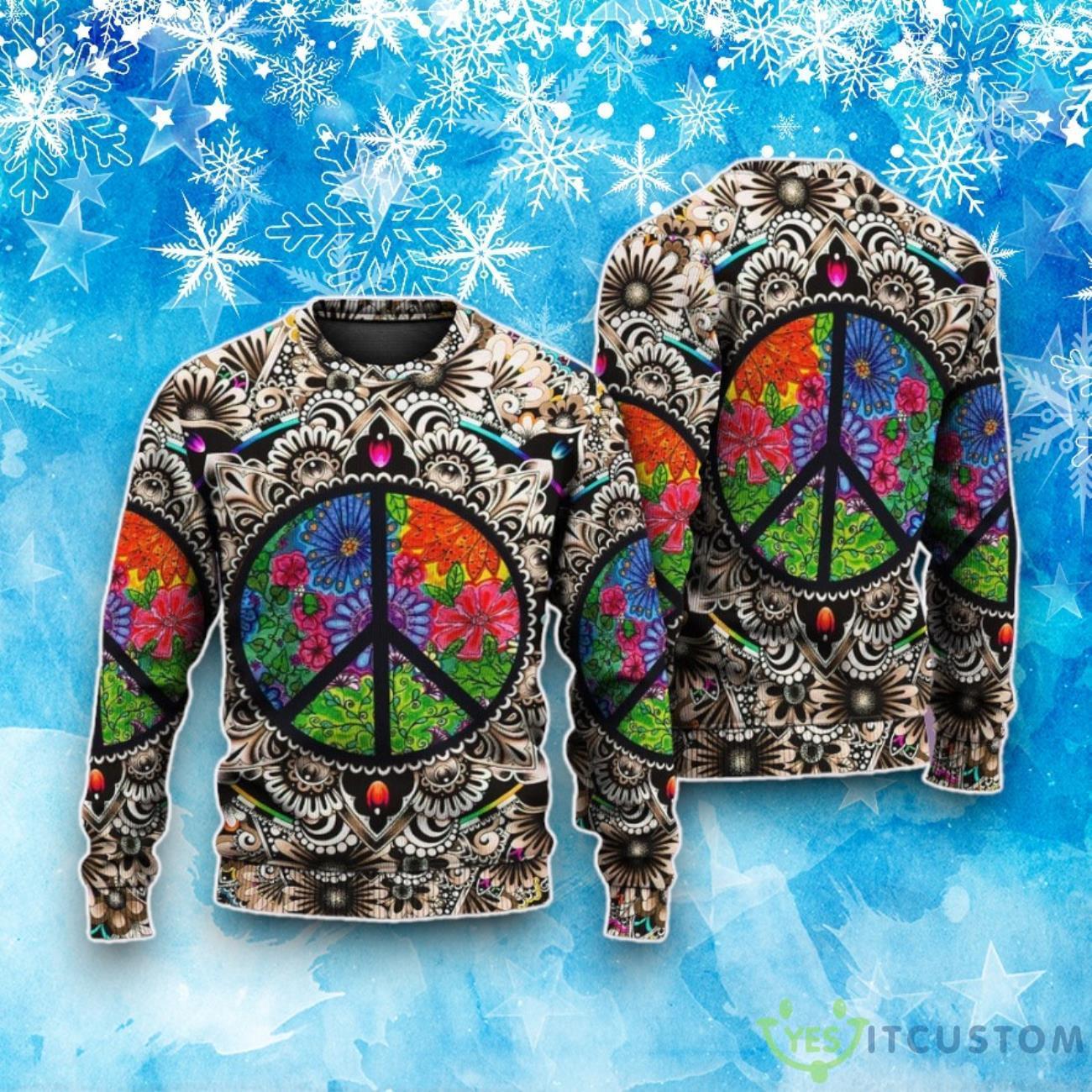 Hippie Peace Sign Galaxy Ugly Christmas Sweater 5 Hippie Peace Sign Galaxy Ugly Christmas Sweater Product Photo 1