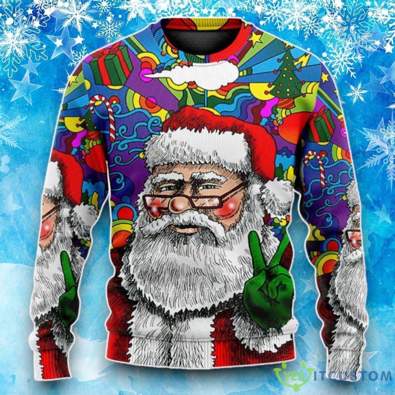 Hippie Santa Claus Christmas Ugly Christmas Sweater 6 Hippie Santa Claus Christmas Ugly Christmas Sweater Product Photo 2