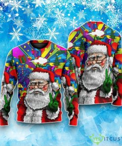 Hippie Santa Claus Christmas Ugly Christmas Sweater Product Photo 1