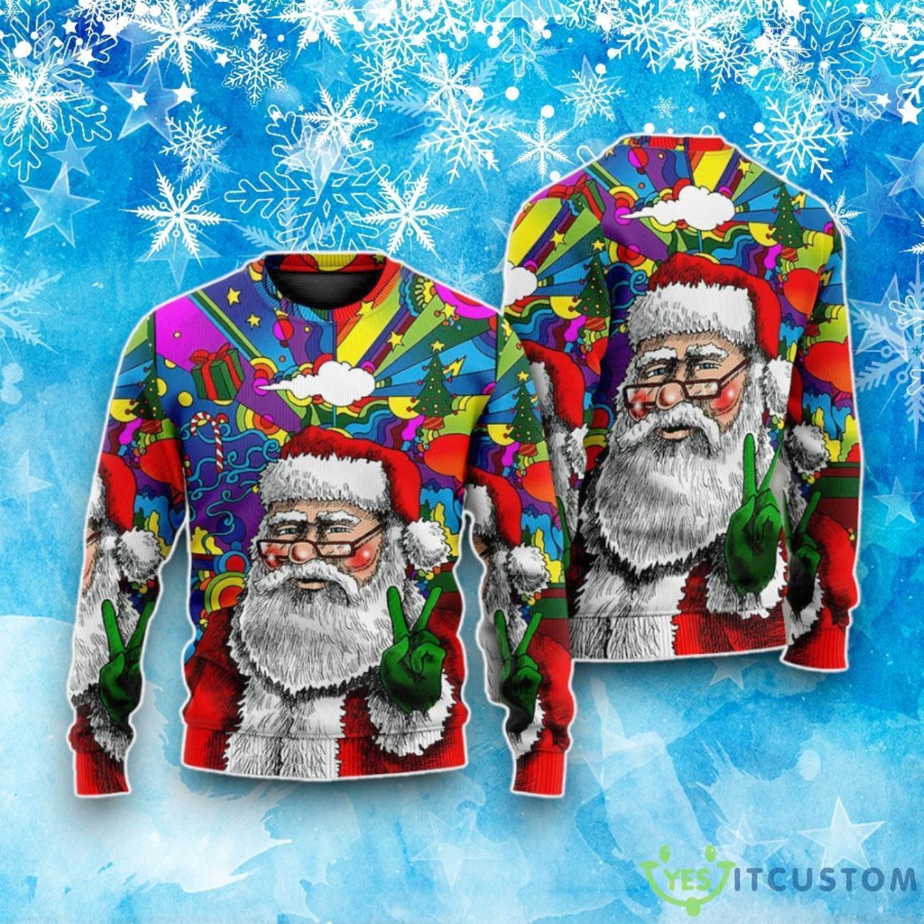 Hippie Santa Claus Christmas Ugly Christmas Sweater 5 Hippie Santa Claus Christmas Ugly Christmas Sweater Product Photo 1