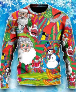 Hippie Santa Merry Xmas Ugly Christmas Sweater 3 Hippie Santa Merry Xmas Ugly Christmas Sweater Product Photo 2
