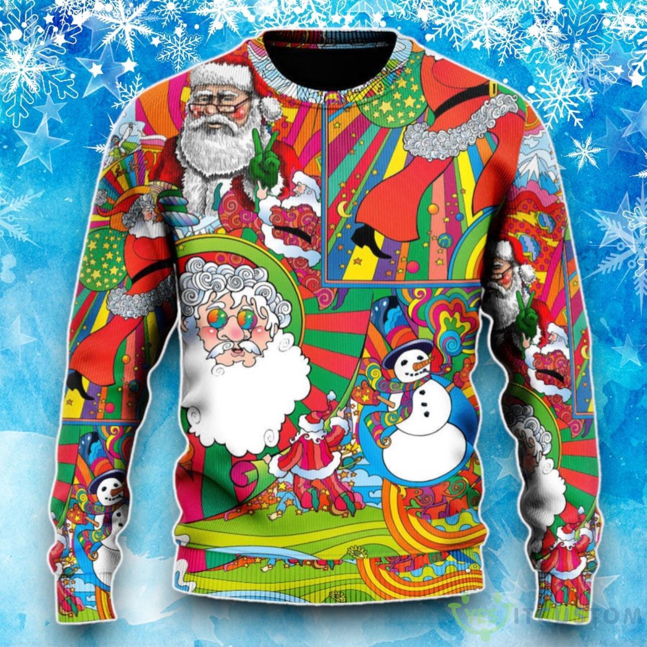 Hippie Santa Merry Xmas Ugly Christmas Sweater 6 Hippie Santa Merry Xmas Ugly Christmas Sweater Product Photo 2