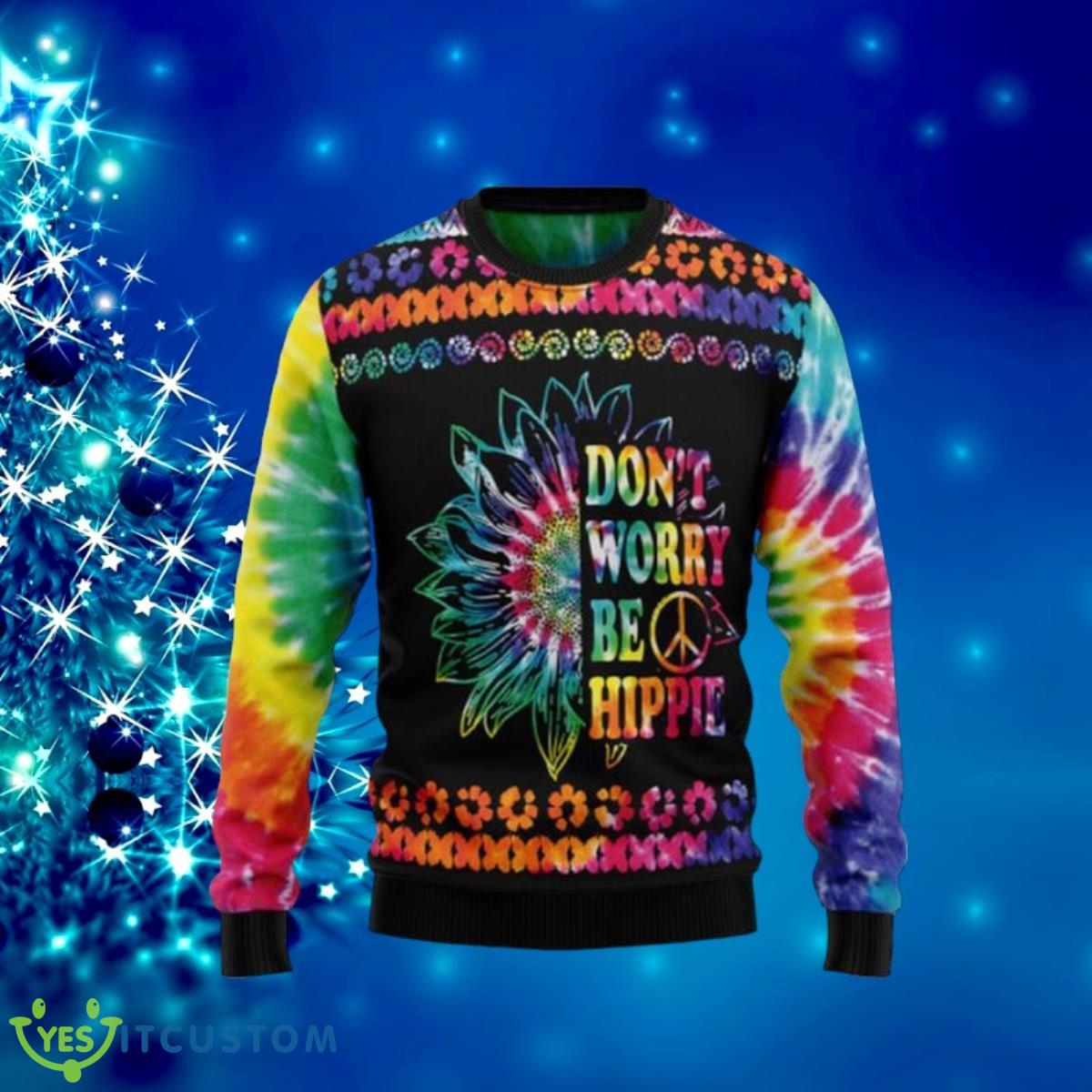Hippie Tie Dye Color Ugly Christmas Sweaters Special Gift 3 Hippie Tie Dye Color Ugly Christmas Sweaters Special Gift Product Photo 1