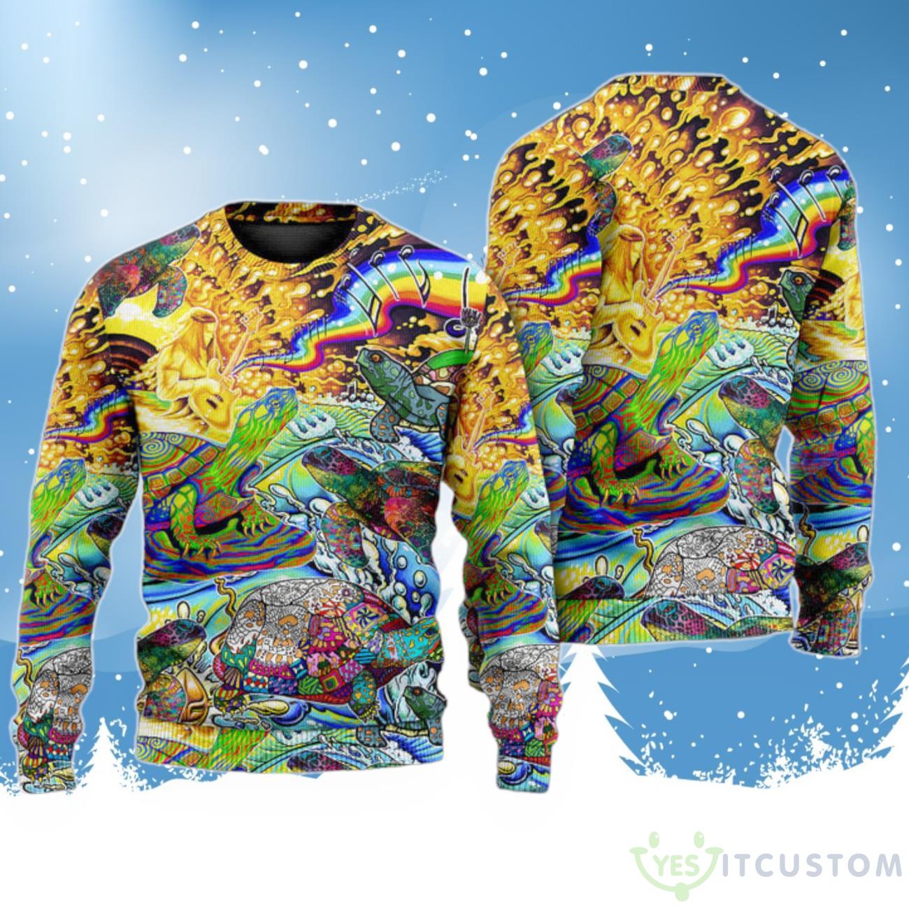 Hippie Turtle Colorful Art Peace Ugly Christmas Sweater For Men & Women 3 Hippie Turtle Colorful Art Peace Ugly Christmas Sweater For Men & Women Product Photo 1