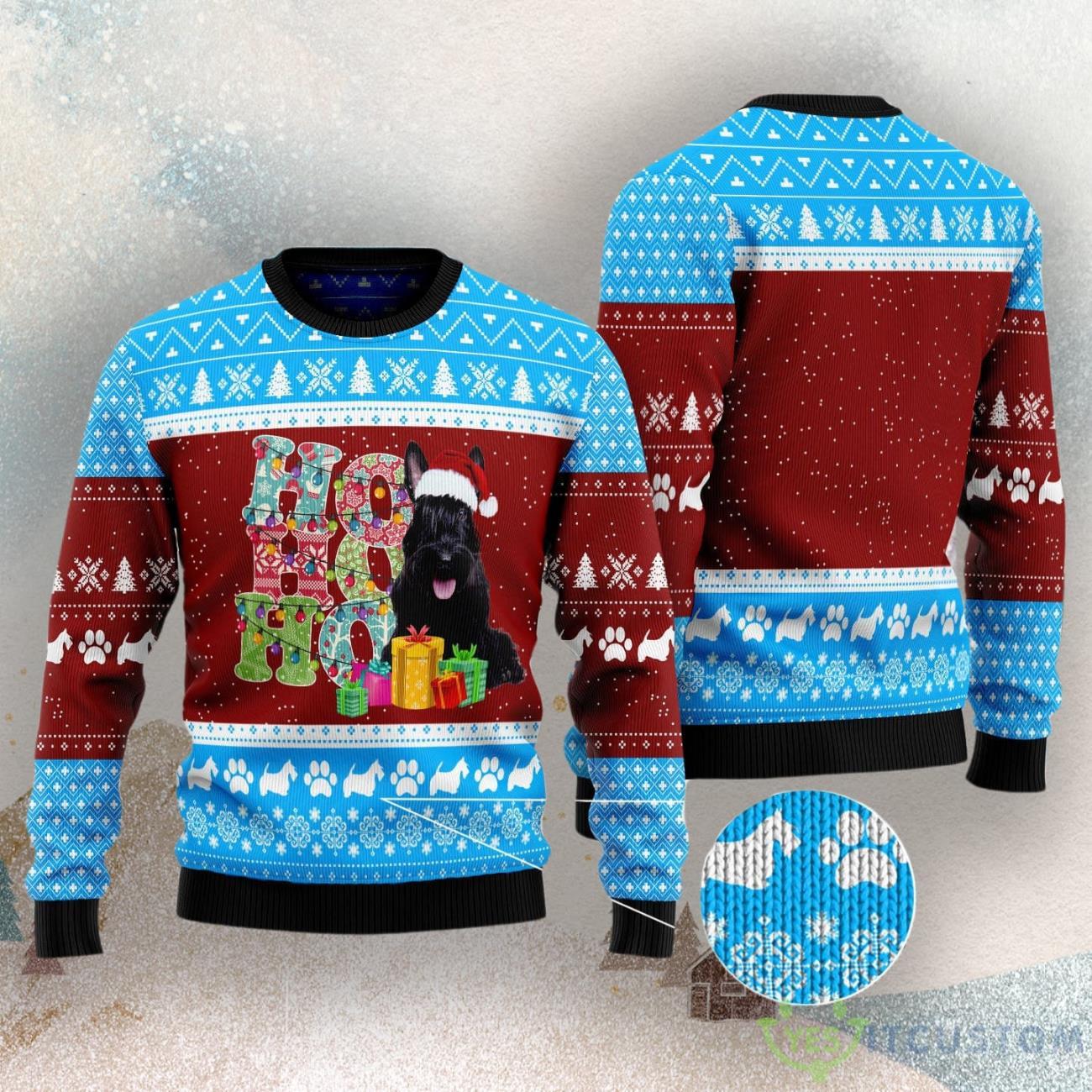 Hohoho Scottish Terrier Ugly Christmas Sweater 3 Hohoho Scottish Terrier Ugly Christmas Sweater Product Photo 3