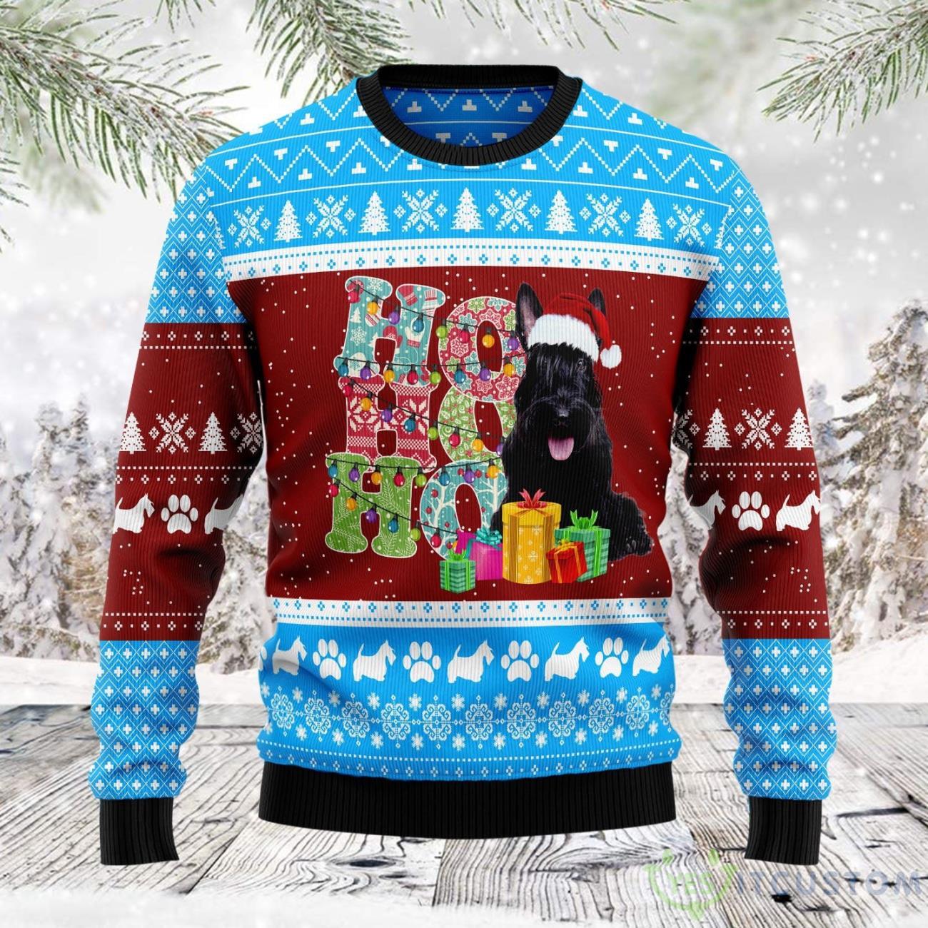 Hohoho Scottish Terrier Ugly Christmas Sweater 7 Hohoho Scottish Terrier Ugly Christmas Sweater Product Photo 1