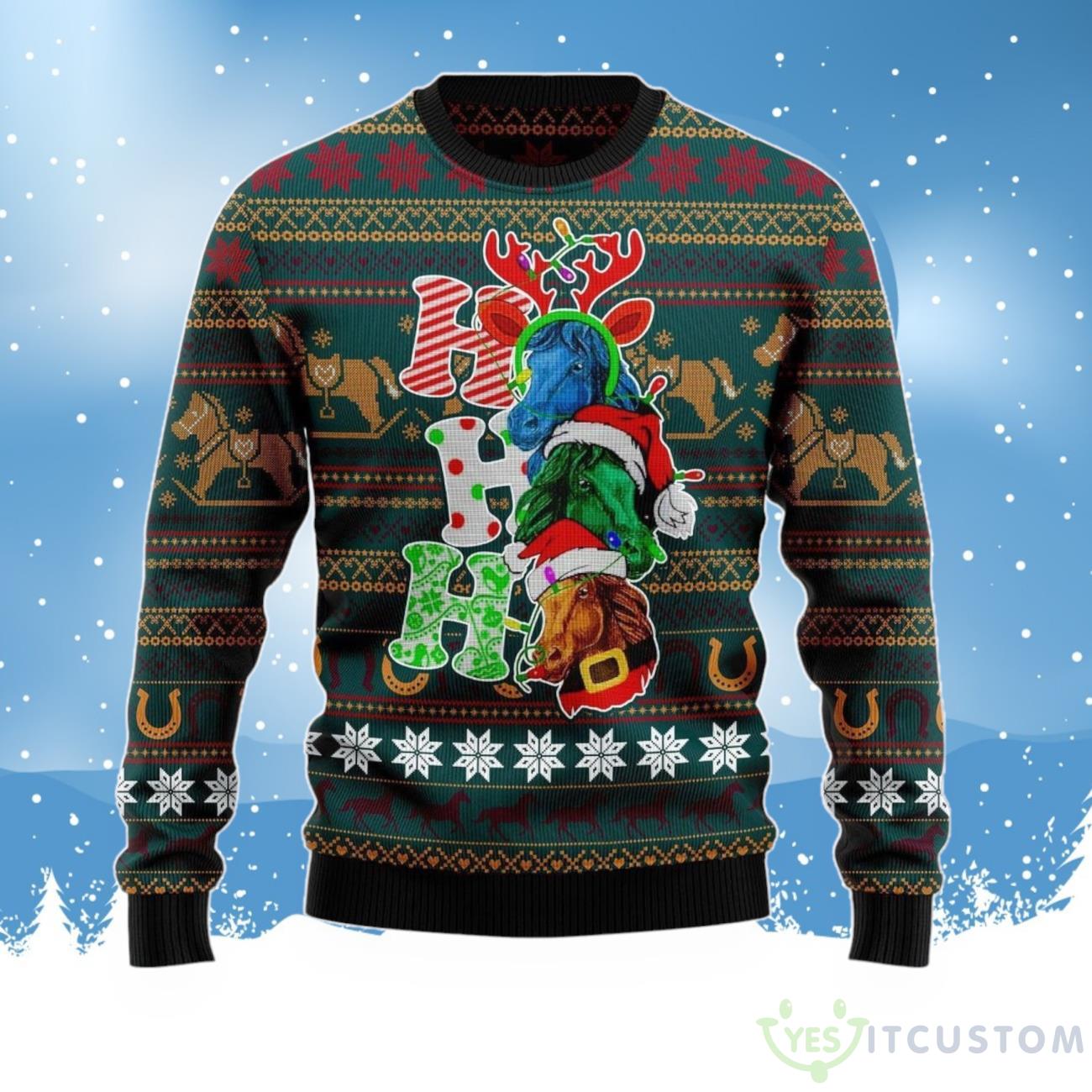 Horse Ho Ho Ho Pig Cow Santa Claus Funny Ugly Christmas Sweater For Men & Women 3 Horse Ho Ho Ho Pig Cow Santa Claus Funny Ugly Christmas Sweater For Men & Women Product Photo 1