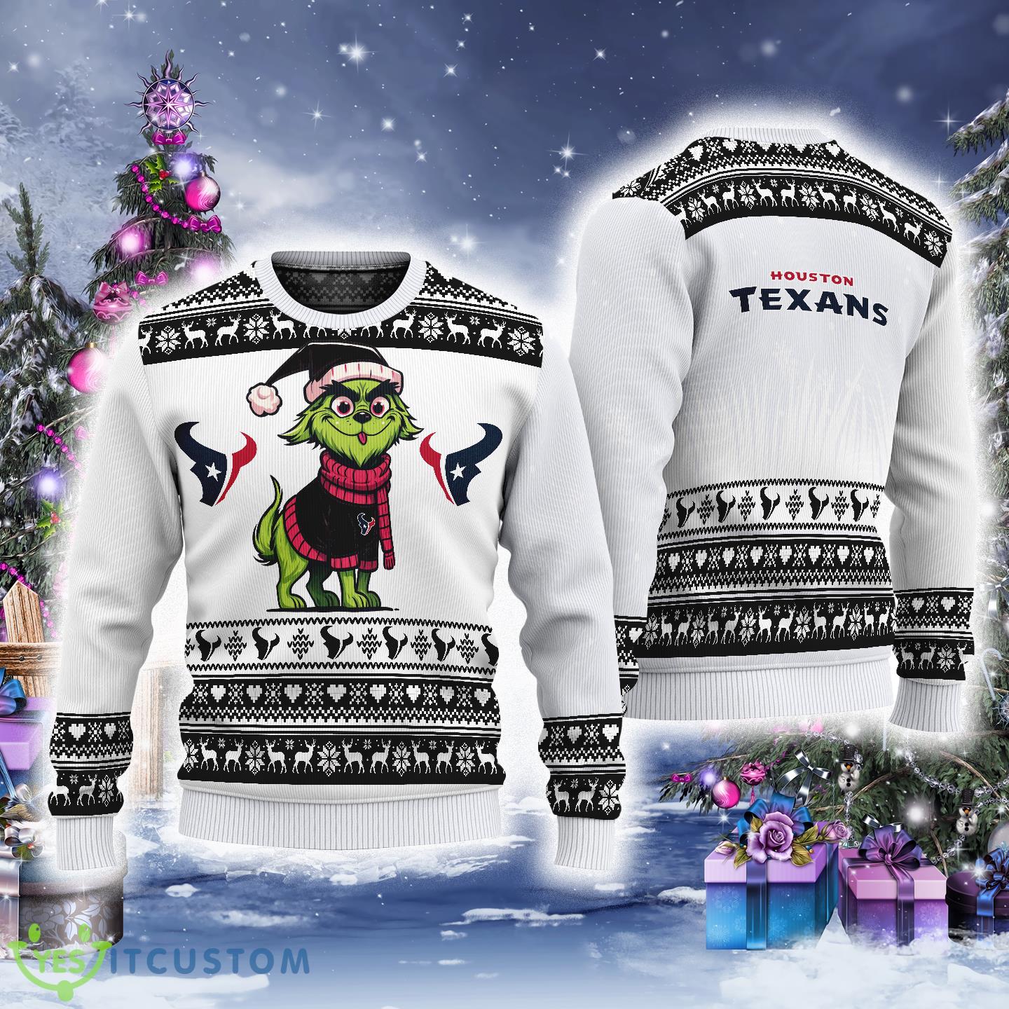Houston Texans Dog Custome Grinch Knitted 3D Sweater Festivity For Xmas 3 Houston Texans Dog Custome Grinch Knitted 3D Sweater Festivity For Xmas - Houston Texans Dog Custome Grinch Knitted 3D Sweater Festivity For Xmas