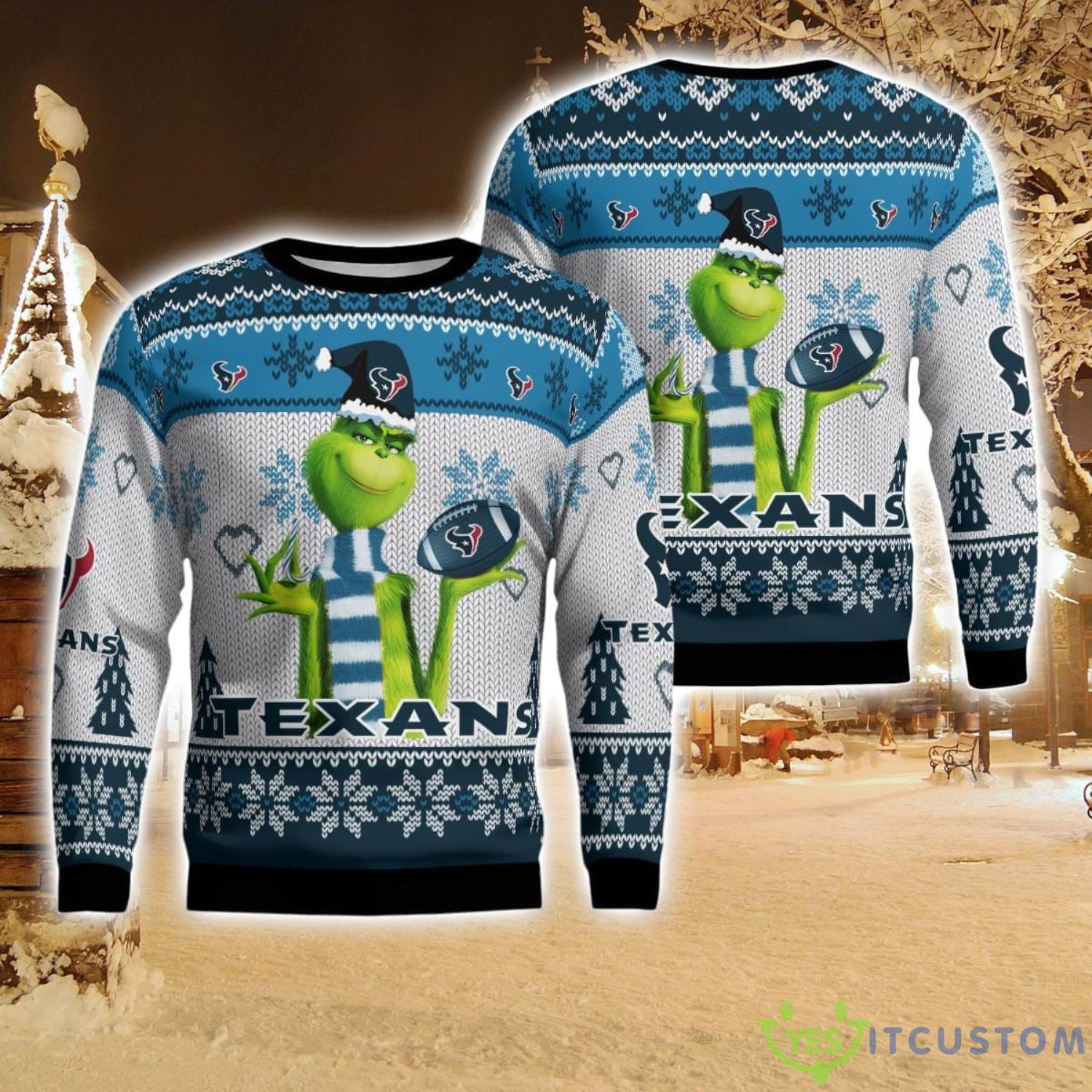 Houston Texans Grinch Snowflake Pattern Ugly Sweater Christmas 5 Houston Texans Grinch Snowflake Pattern Ugly Sweater Christmas Product Photo 1