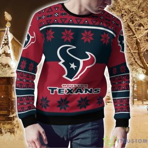 Houston Texans Logo Big Snowflake Pattern Ugly Christmas Sweater Product Photo 2