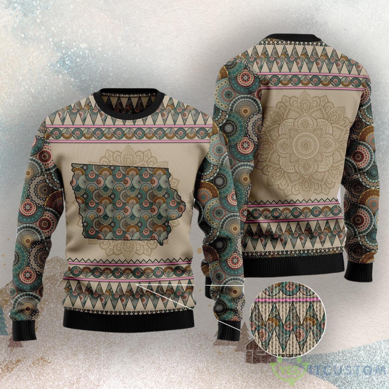 Iowa Mandala Ugly Christmas Sweater 3 Iowa Mandala Ugly Christmas Sweater Product Photo 3