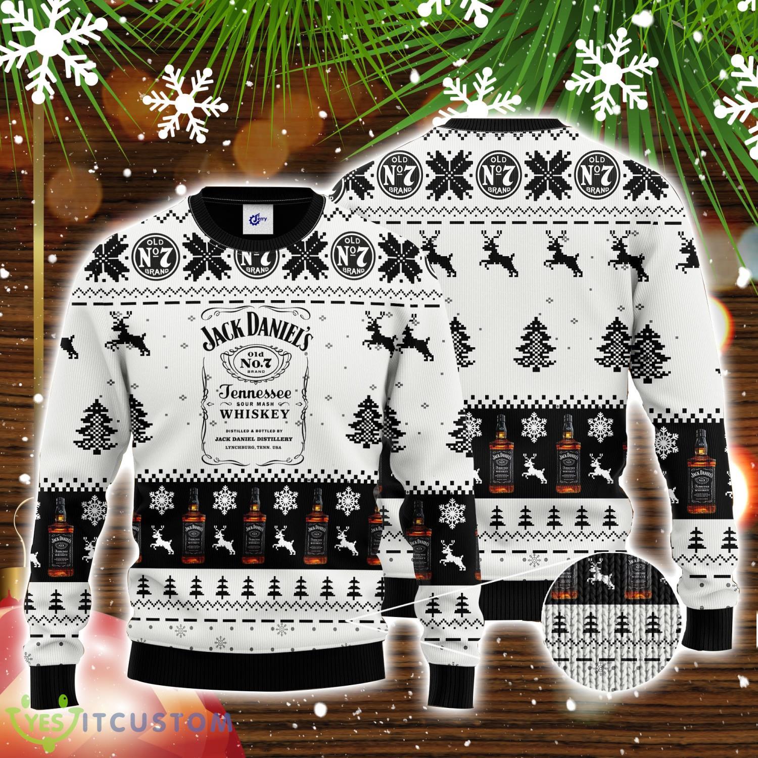 Jack Daniel's Reindeer Pattern White 3D Ugly Christmas Sweater Unisex Sweater Christmas Gift 3 jack daniels reindeer pattern white 3d ugly christmas sweater unisex sweater christmas gift