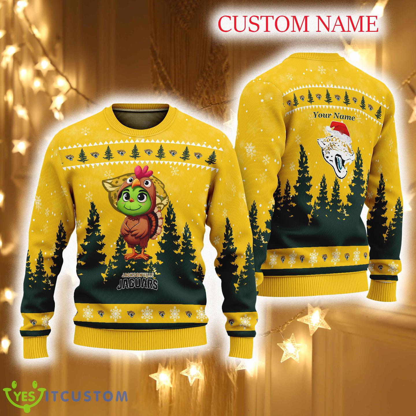 Jacksonville Jaguars Grinch Baby Turkey Cosplay Ugly Christmas 3D Sweater New Gift For Fans Custom Name 3 Jacksonville Jaguars Grinch Baby Turkey Cosplay Ugly Christmas 3D Sweater New Gift For Fans Custom Name - Jacksonville Jaguars Grinch Baby Turkey Cosplay Ugly Christmas 3D Sweater New Gift For Fans Custom Name
