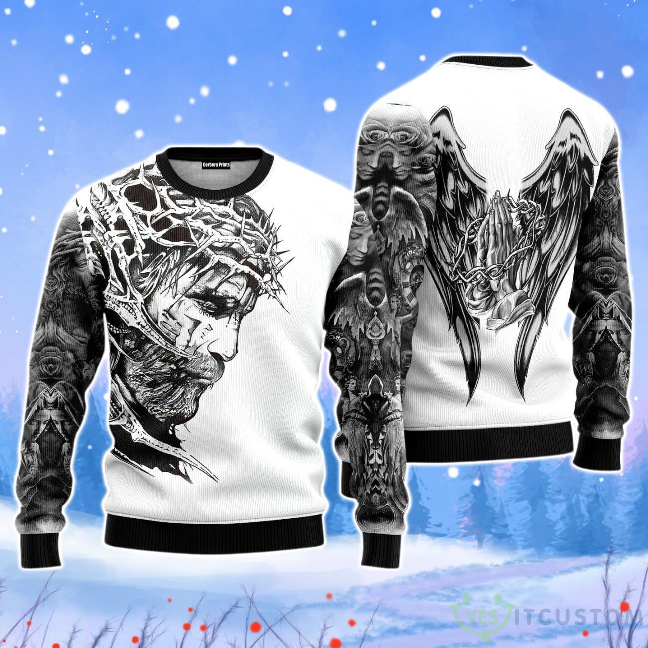 Jesus Tattoo Christmas Unisex Ugly Sweater 3 Jesus Tattoo Christmas Unisex Ugly Sweater Product Photo 1