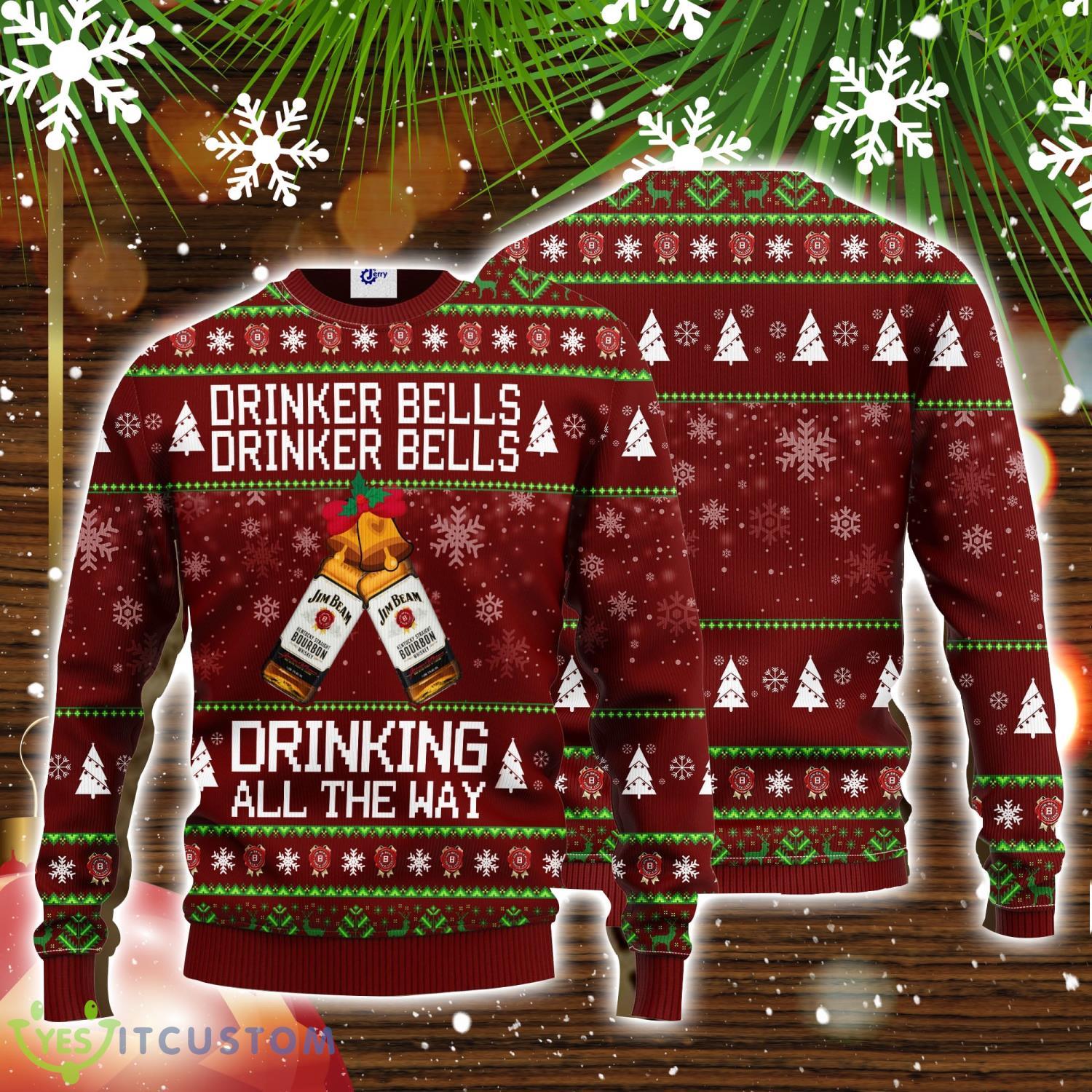 Jim Beam Drinker Bells Drinker Bells Drinking All The Way 3D Ugly Christmas Sweater Unisex Sweater Christmas Gift 3 Jim Beam Drinker Bells Drinker Bells Drinking All The Way 3D Ugly Christmas Sweater Unisex Sweater Christmas Gift Product Photo 1