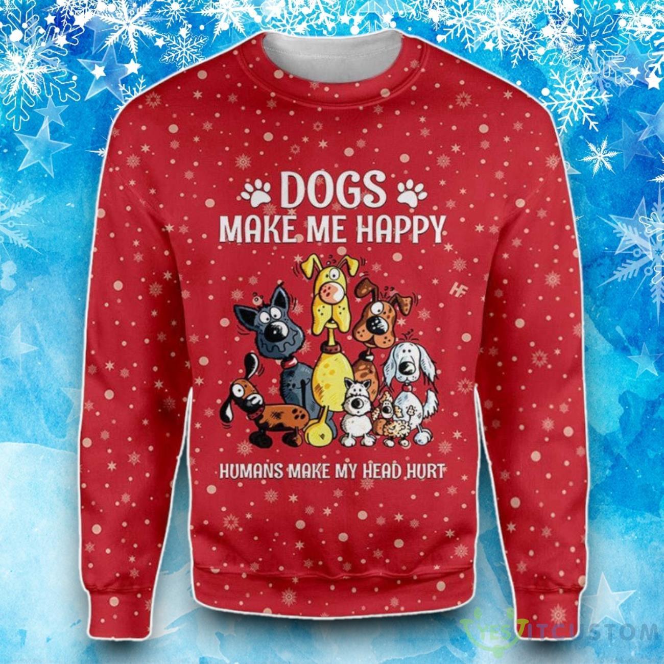 Joyful Christmas Dogs Ugly Sweater Men & Women Adult 3 Joyful Christmas Dogs Ugly Sweater Men & Women Adult Product Photo 1